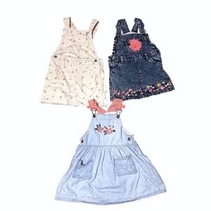 Girls 3T Denim Overall‎ Dress Bundle Kids Floral Old Navy/Little Lass Lot of 3